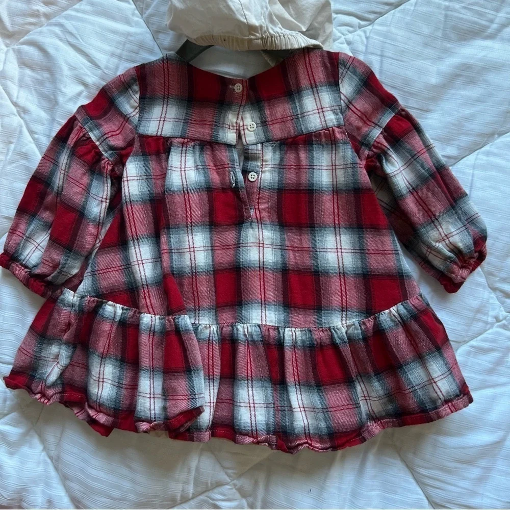 Baby Gap red plaid ruffle dress size 6-12 month